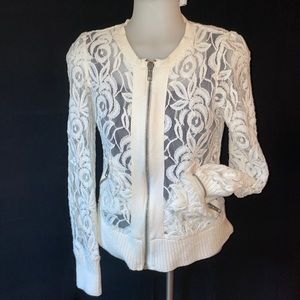 Free People Lace Bomber Jacket with Pockets
